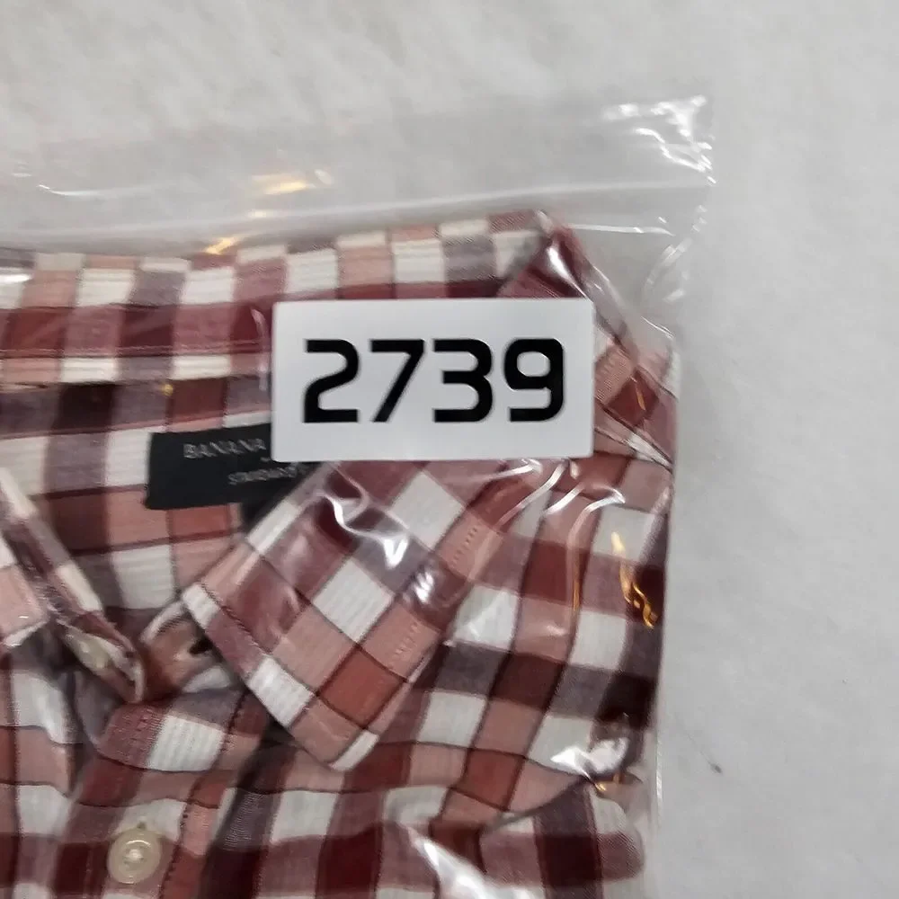 Banana‎ Republic Standard Fit Button Down Shirt Mens Plaid Checked Red White M